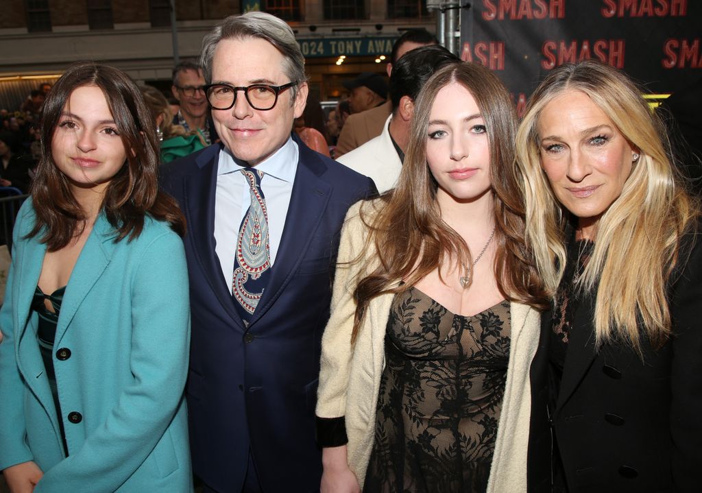 sarah jessica parker with daughters and husband at broadway smash opening