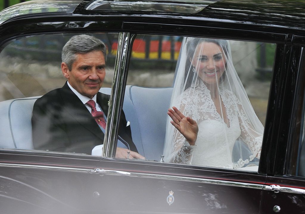 Kate Middleton on her wedding day in the car with Michael Middleton