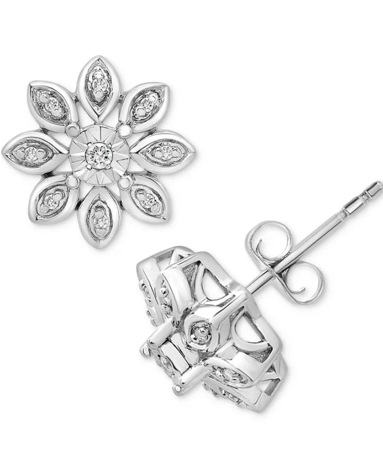 Macys diamond flower cluster earrings