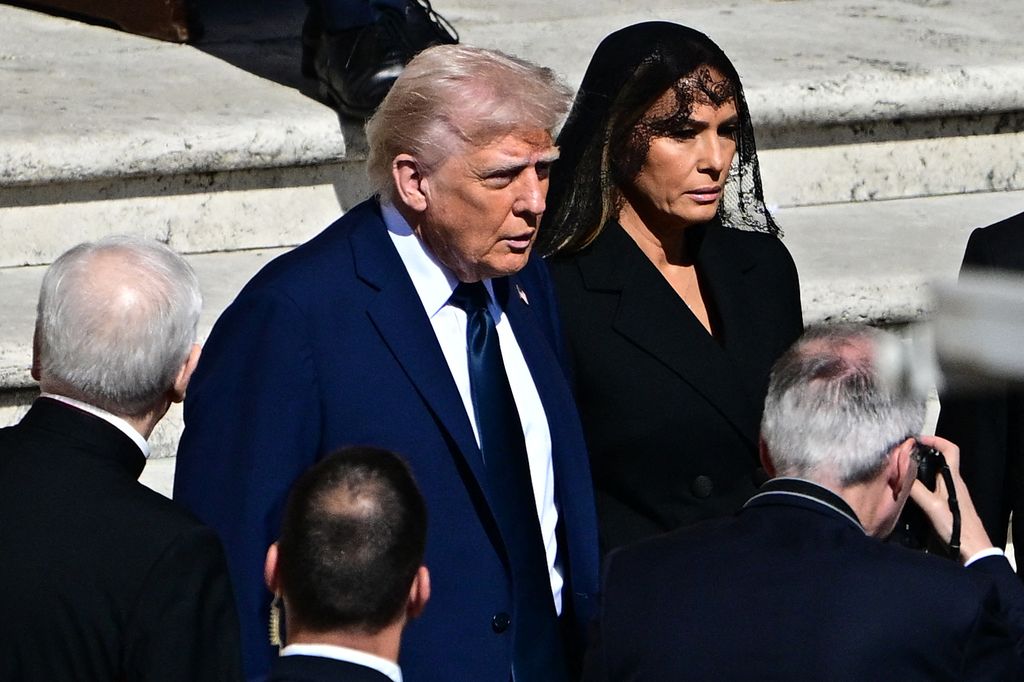 melania trump and donald trump at pope francis funeral