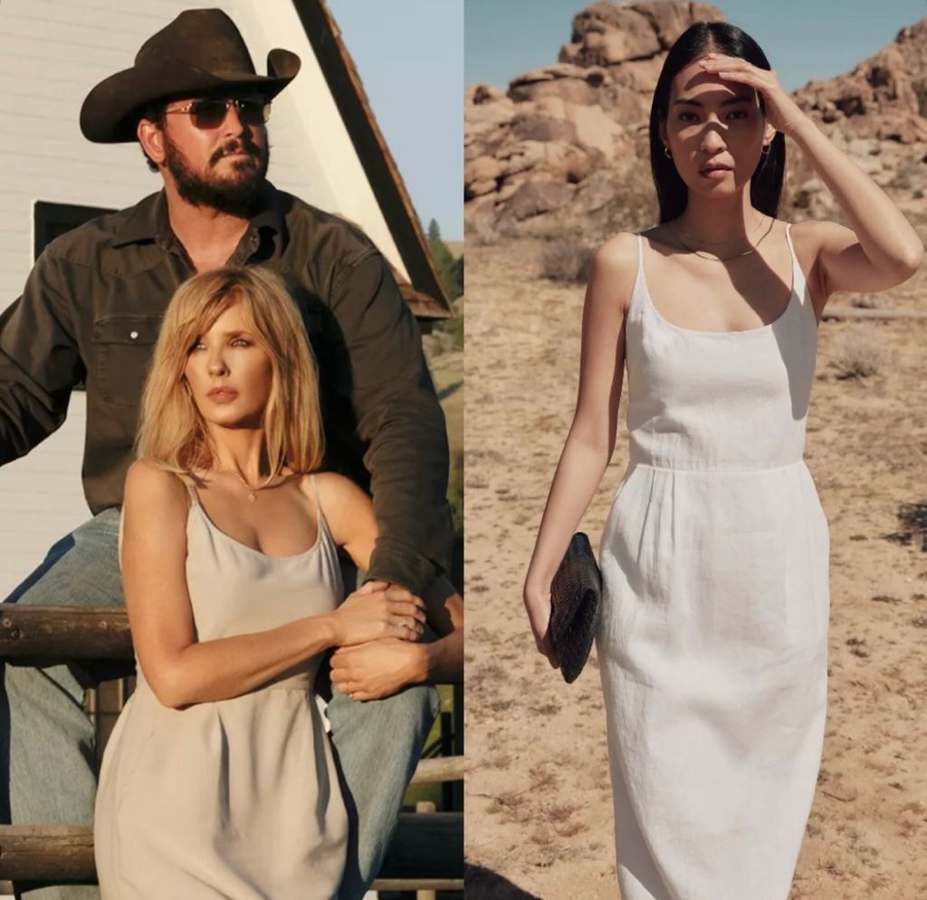 Beth Dutton white dress at the funeral on Yellowstone