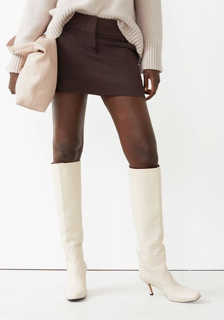 and other stories white heeled knee high boots