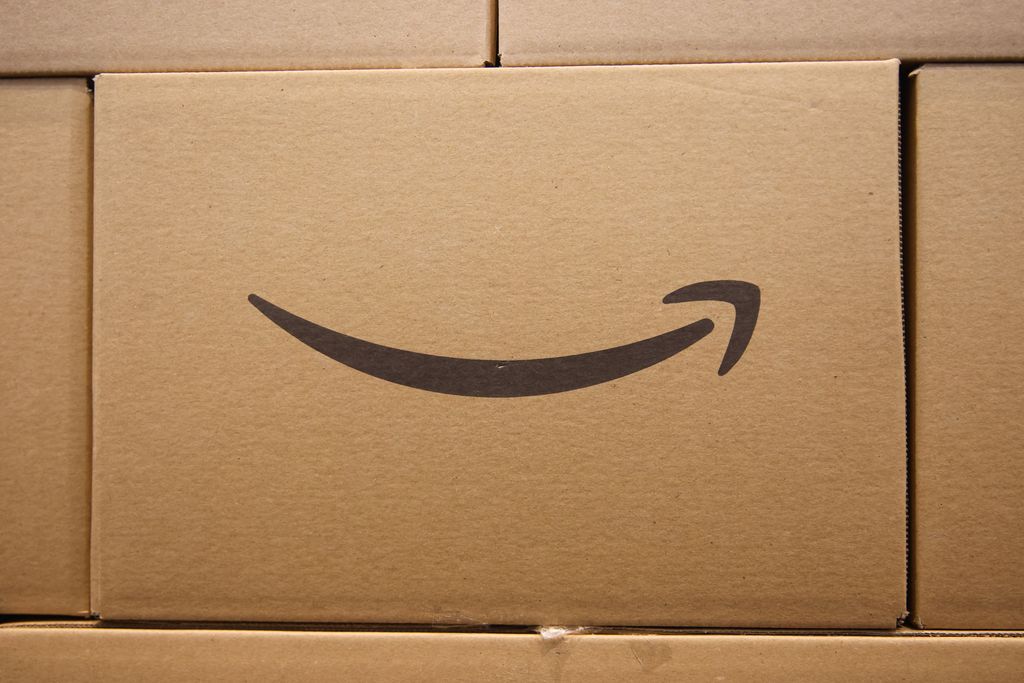 Prime packages are seen at Amazon stand during the 17th European Economic Congress in Katowice, Poland on April 23, 2025.