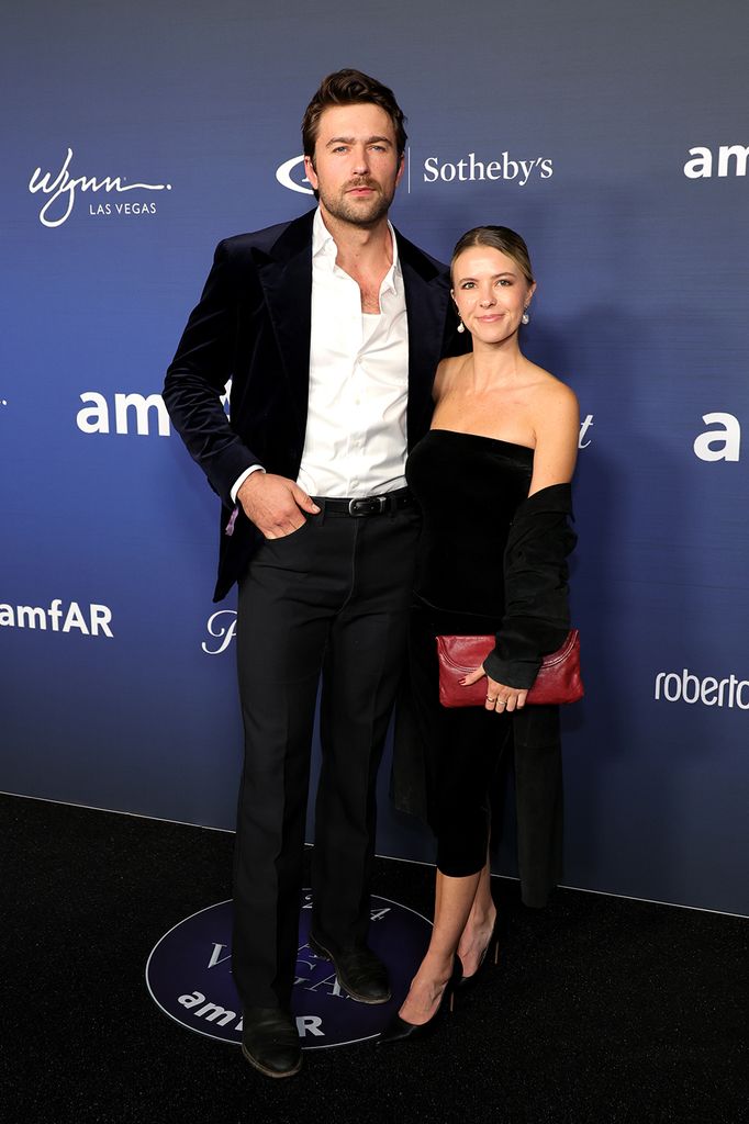 Brandon Sklenar and Courtney Salviolo attend amfAR Las Vegas Presented By Paramount 