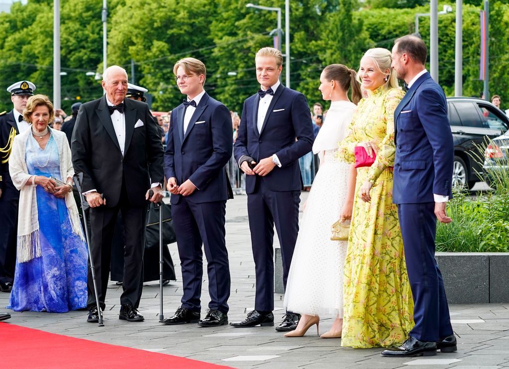 
Marius Borg Hoiby (4-R) and Norwegian Crown Princess Mette-Marit (2-R) with other members of the royal family arrive for a government's party event in Oslo, Norway, 16 June 2022 (reissued 07 August 2024). Marius Borg Hoiby, 27-year-old son of Norwegian Crown Princess Mette-Marit was allegedly arrested at the weekend on suspicion of assaulting a woman. The police confirmed 'A person was arrested and charged with assault and later released from custody.' The Norwegian Palace has confirmed that Crown Princess Mette-Marit postponed her trip to Paris to attend the Olympics.
Marius Borg Hoiby allegedly arrested on suspicion of assaulting a woman, Oslo, Norway - 16 Jun 2022