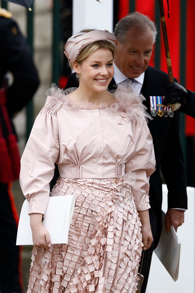 Lady Margarita Armstrong-Jones wearing pink outfit to coronation