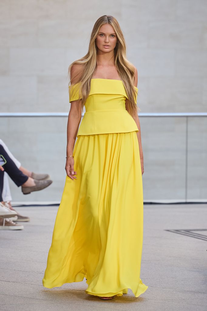 BRomee Strijd walks the runway at the Marc Cain Fashion Show 'A Quiet Rebellion' during the Berlin Fashion Week SS26 