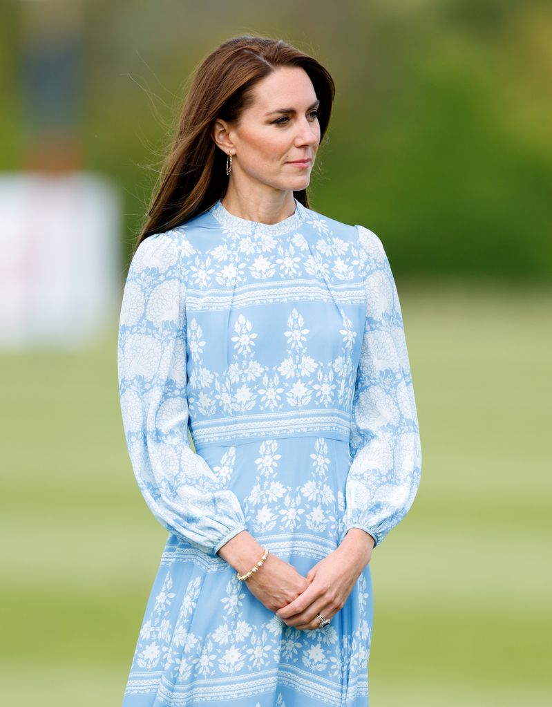 Kate Middleton wearing blue dress at the polo