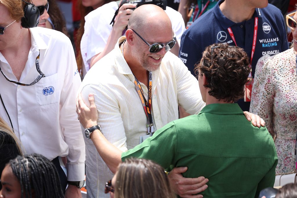 Mike Tindall hugging Tom Holland at the F1 Grand Prix Monaco