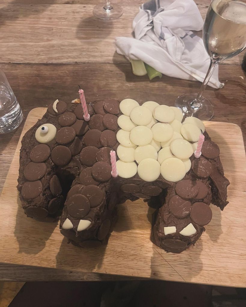 Carrie's birthday cake was shaped like an elephant