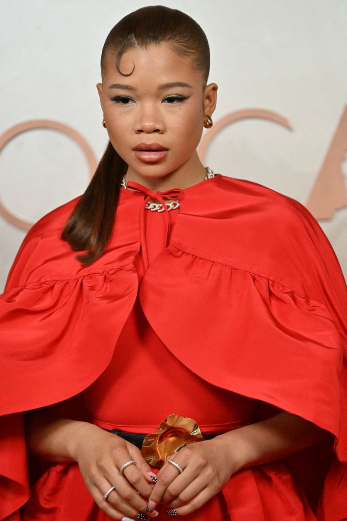 Storm Reid attends the 97th Annual Academy Awards at the Dolby Theatre in Hollywood, California on March 2, 2025. (Photo by Robyn Beck / AFP) (Photo by ROBYN BECK/AFP via Getty Images)          