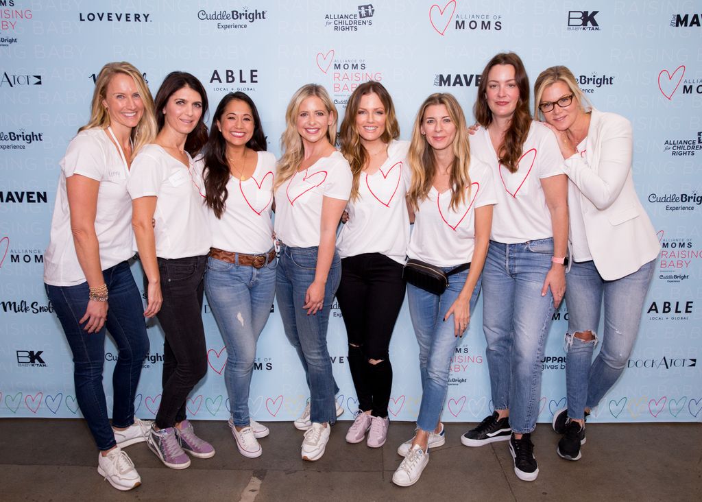 Kelly Zajfen (second from right) at the Alliance of Moms Raising Baby event in LA, 2018