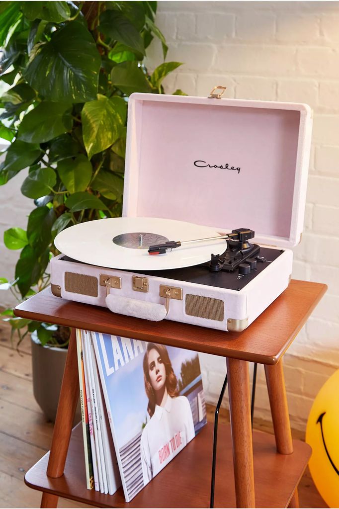 Crosley UO Exclusive Pink Velvet Cruiser Vinyl Record Player With Bluetooth Input & Output