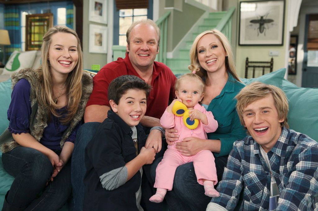 GOOD LUCK CHARLIE - "Up A Tree" - Bob cuts a deal with Mrs. Dabney that if he chops down their tree that blocks her sunlight, she will stop her dog from barking. The tree, which houses PJ and Teddy's childhood treehouse, has sentimental value, so they stage a sit-in protest to prevent it from getting chopped down. When Bob does everything he can to get them out of the treehouse, Amy sides with her kids and joins their protest, in a new episode of "Good Luck Charlie," premiering SUNDAY, JUNE 6 (8:30-9:00 p.m., ET/PT) on Disney Channel. (Photo by Danny Feld/Disney Channel via Getty Images) BRIDGIT MENDLER, ERIC ALLAN KRAMER, BRADLEY STEVEN PERRY, MIA TALERICO, LEIGH-ALLYN BAKER, JASON DOLLEY