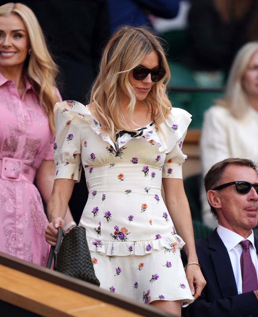 Sienna Miller in the Royal Box on day nine of the 2025 Wimbledon Championships at the All England Lawn Tennis and Croquet Club, London. Picture date: Tuesday July 8, 2025. (Photo by Ben Whitley/PA Images via Getty Images)