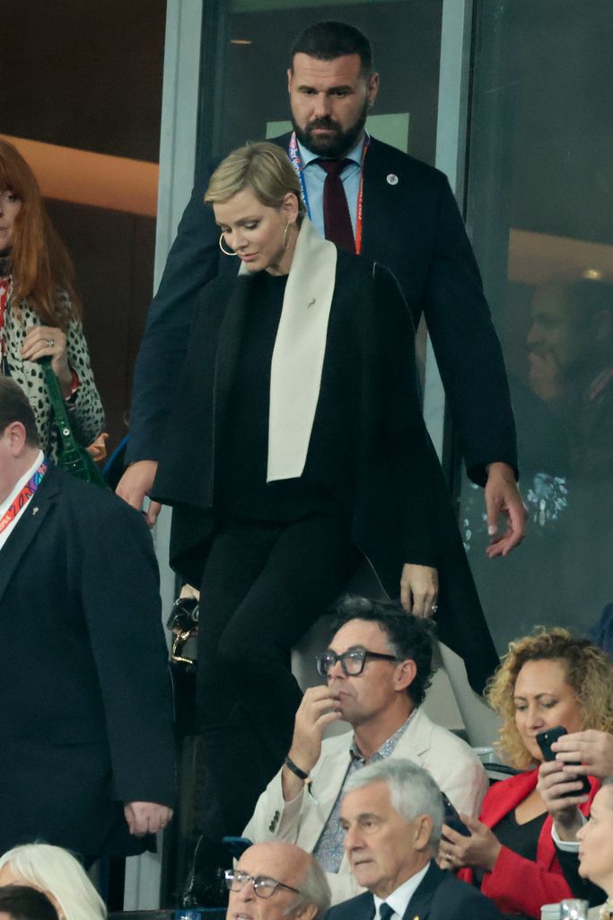 Princess Charlene of Monaco attends the Rugby World Cup France 2023 match between England and South Africa (Springboks) at Stade de France