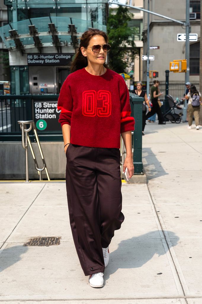 The actress looked to London-based label Hush for her cosy varsity outfit