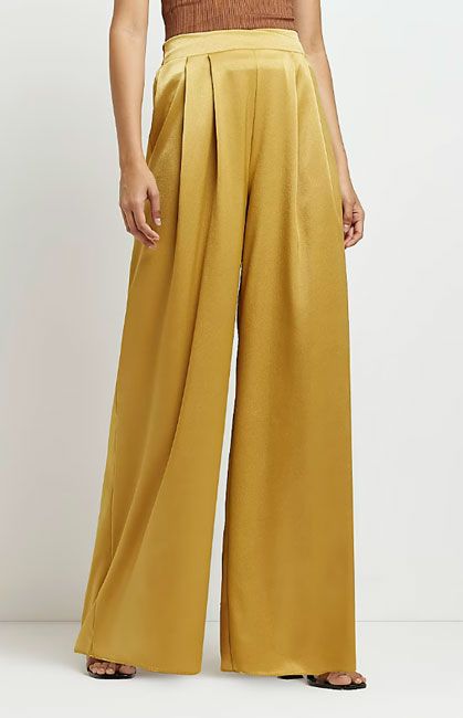 river island gold satin trousers