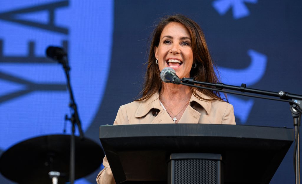 Denamrk's Princess Marie gives the opening speech during her visit to the Tonder Festival in Tonde