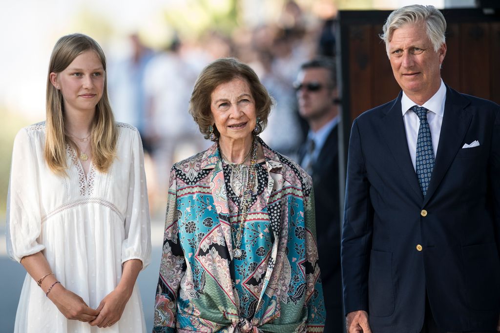 Eleonore of Belgium, Queen Sofia of Spain and King Philippe of Belgium attend a commemorative event for the anniversary of the death of King Baudouin of Belgium 
