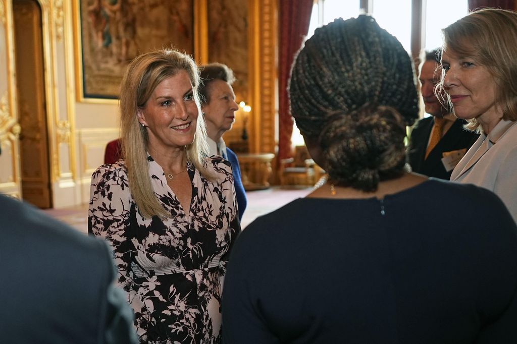 The Duchess of Edinburgh speaking to chairs of the judging panel during a reception for recipients of The King's Award for Enterprise, at Windsor Castle, Berkshire. Instituted by Royal Warrant in 1965, the awards are the most prestigious business awards in the UK, with recipients recognised as being among the best of British businesses.