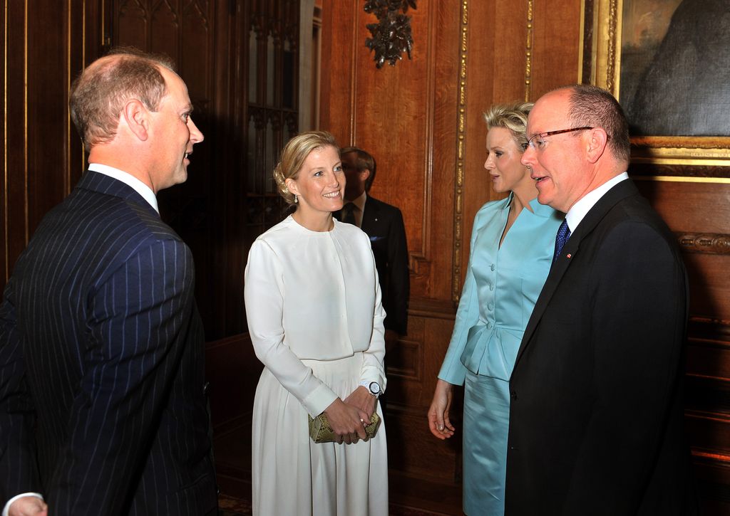Prince Edward and Sophie talk to Princess Charlene and Prince Albert 