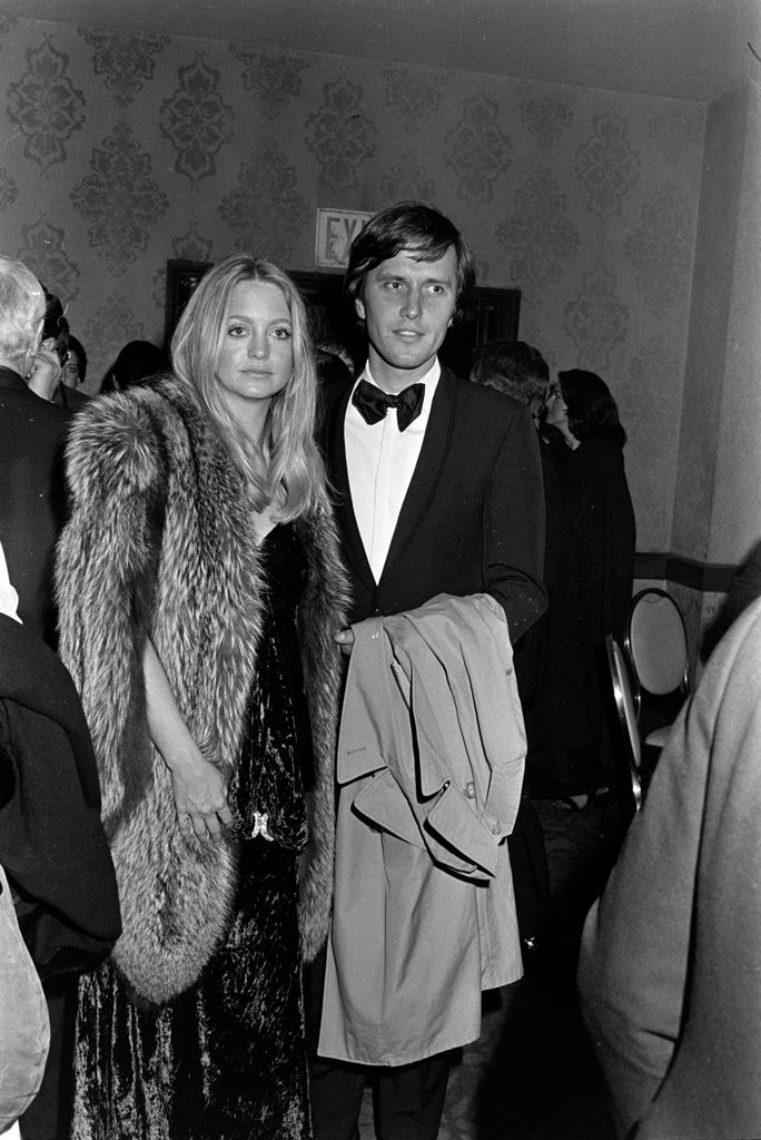 Goldie Hawn and Bruno Wintzell attend an Academy of Television Arts and Sciences dinner at the Hilton Hotel in New York City on April 18, 1975.