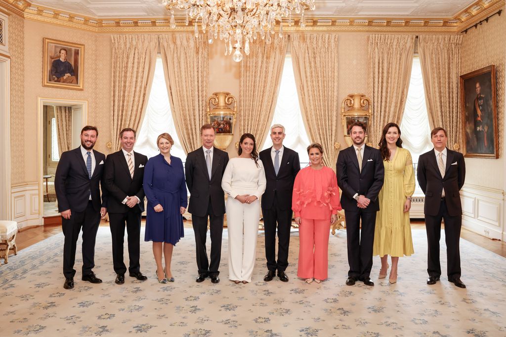 Luxembourg royal family standing in grand room