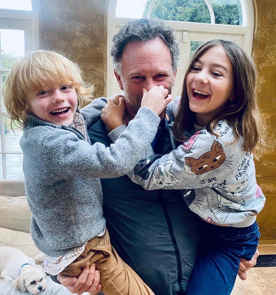 Christian Horner with son Monty and daughter Olivia