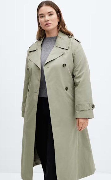 mango green trench coat 