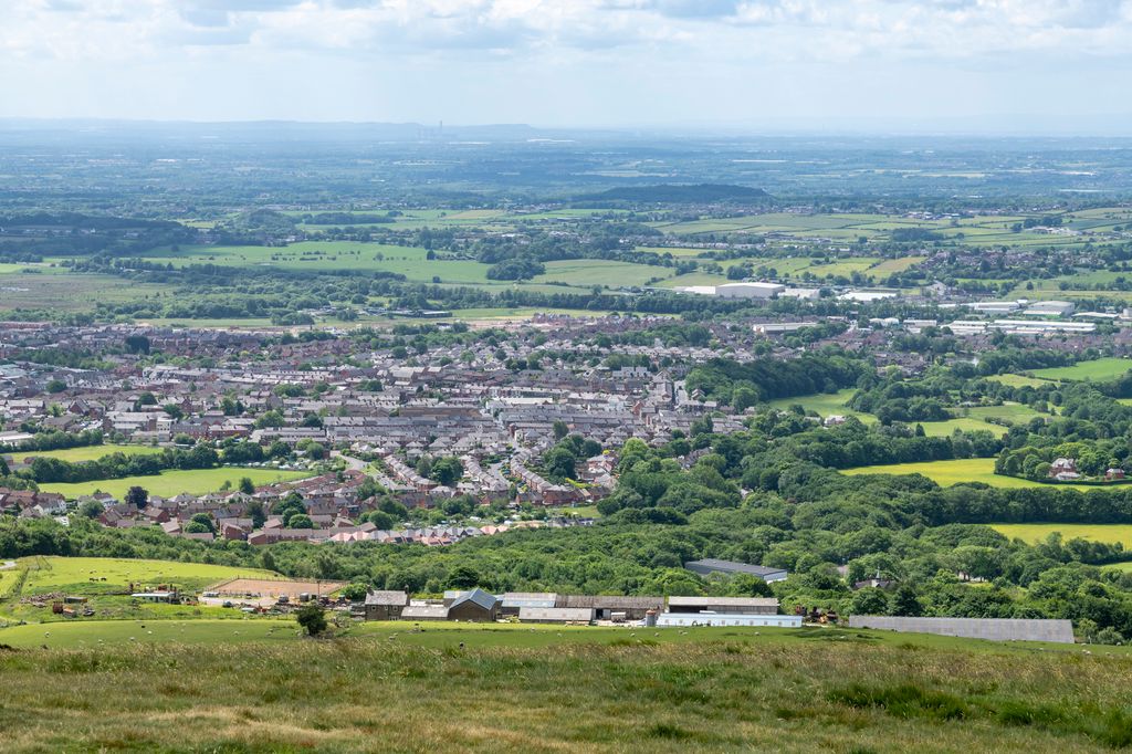 View from Rivington Pike a well known hilltop location with far reaching views.