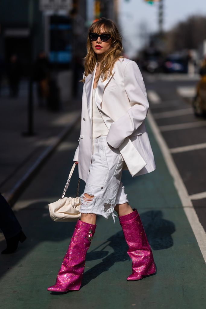 Suki Waterhouse is seen in Midtown on February 27, 2023 in New York City. (Photo by Gotham/GC Images)