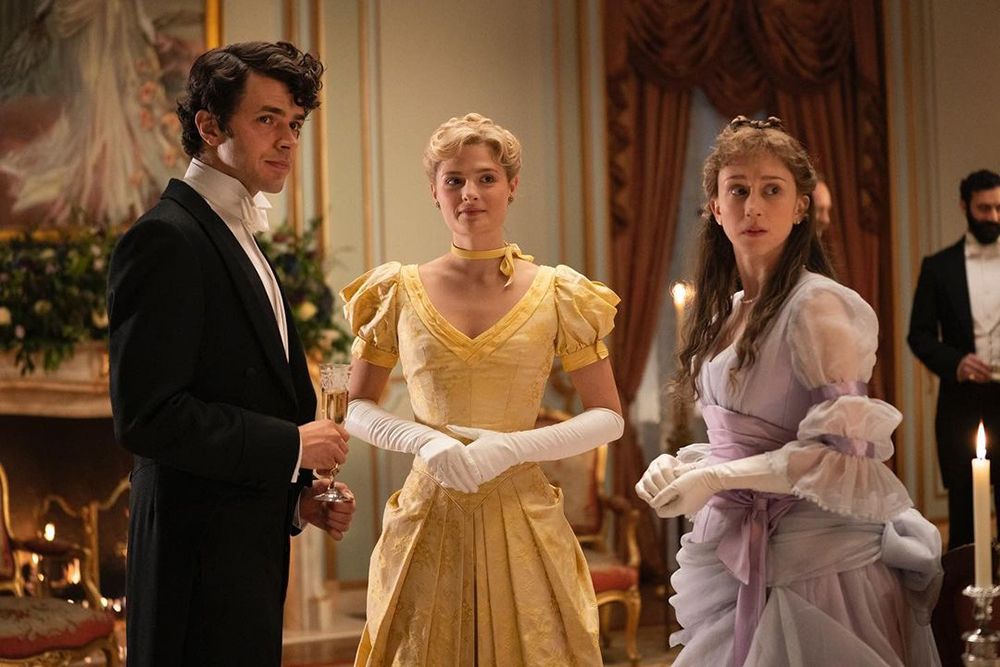 Harry Richardson, Louisa Jacobson and Taissa Farmiga in The Gilded Age