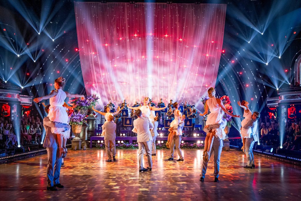 The Strictly pros dancing to The Band of the Royal Air Force Regiment 