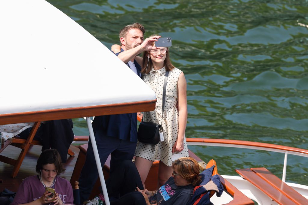Violet Affleck and Ben Affleck take a cruise on the River Seine with Jennifer Lopez (not pictured) on July 23, 2022 