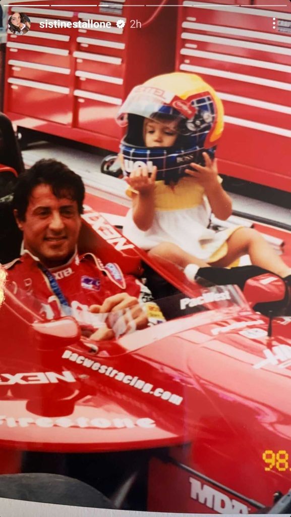 Sistine with her father when she was little, racing