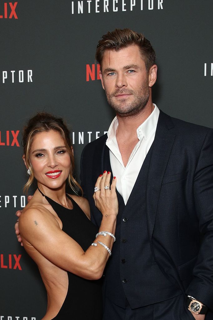 Elsa Pataky and Chris Hemsworth attend the red carpet screening of Interceptor at The Ritz on May 25, 2022 in Sydney, Australia