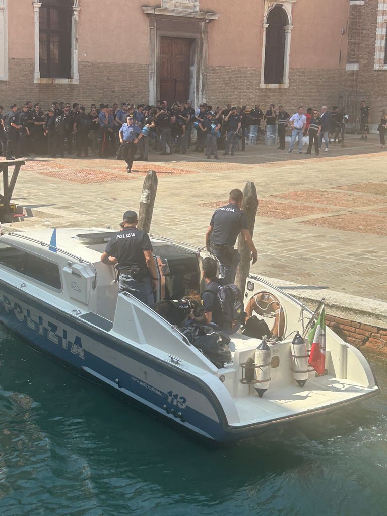 Around 100 police officers were stationed to secure the location 