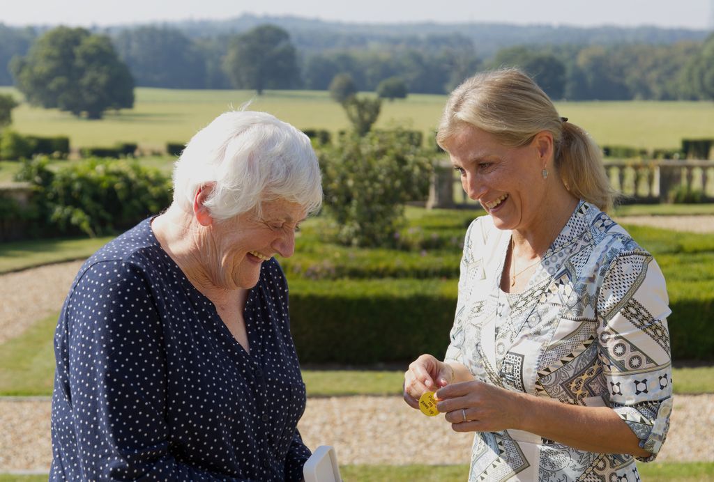 duchess sophie chatting to dog owner at charity event 