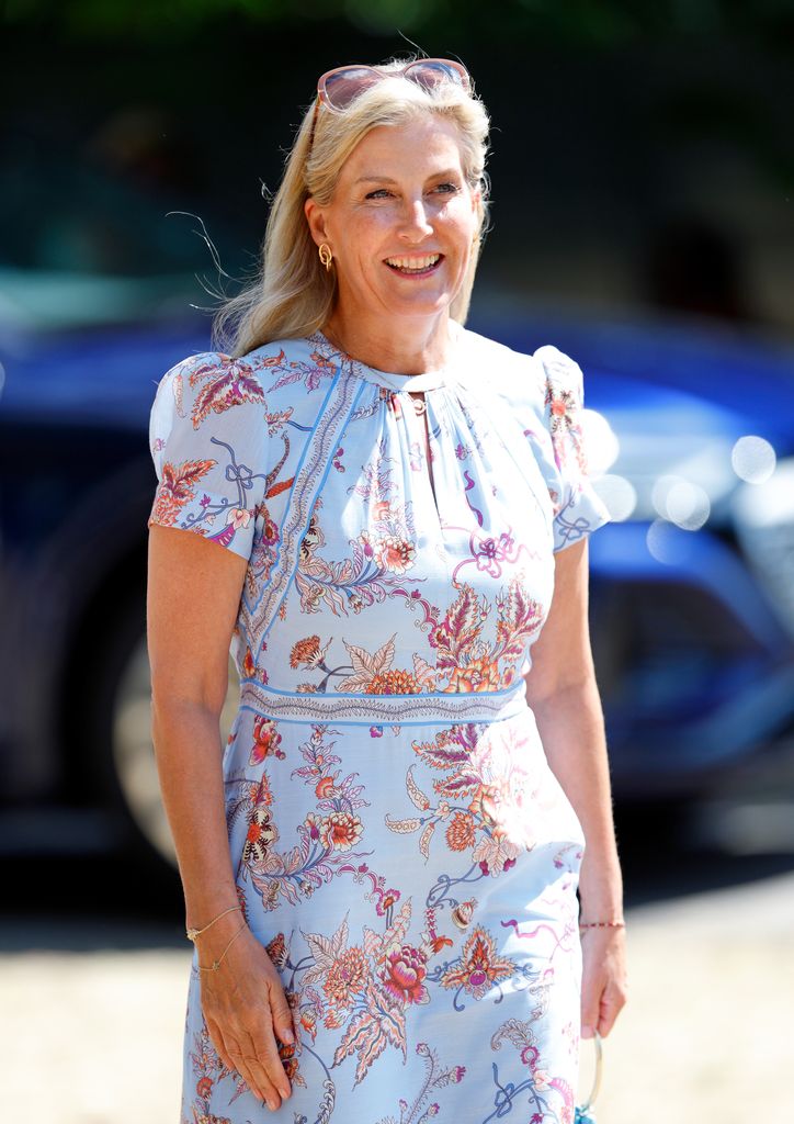 Duchess Sophie wearing blue floral dress