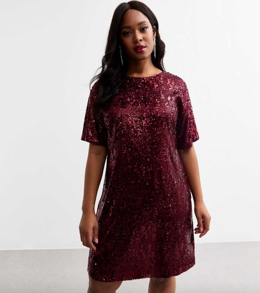 New Look burgundy sequin dress