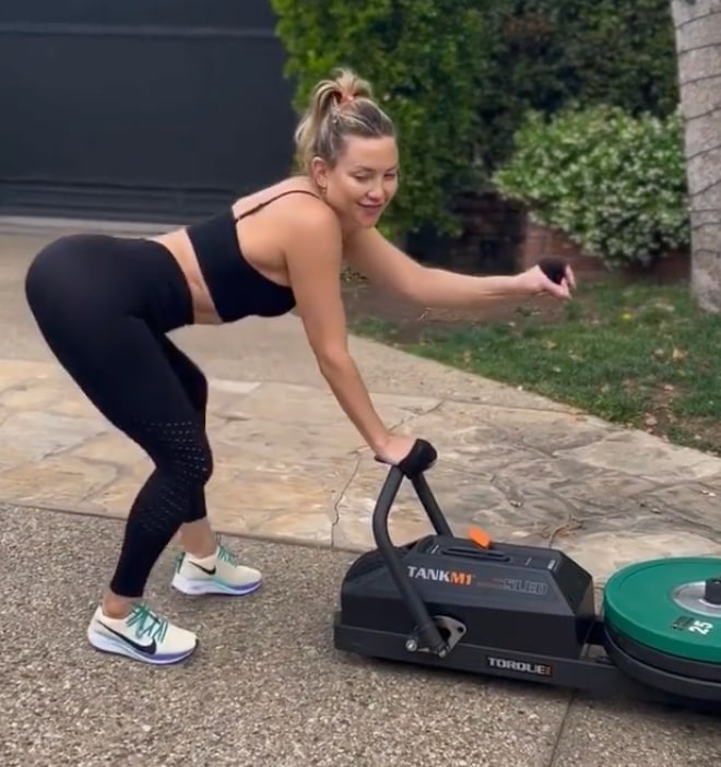 Kate during her workout routine