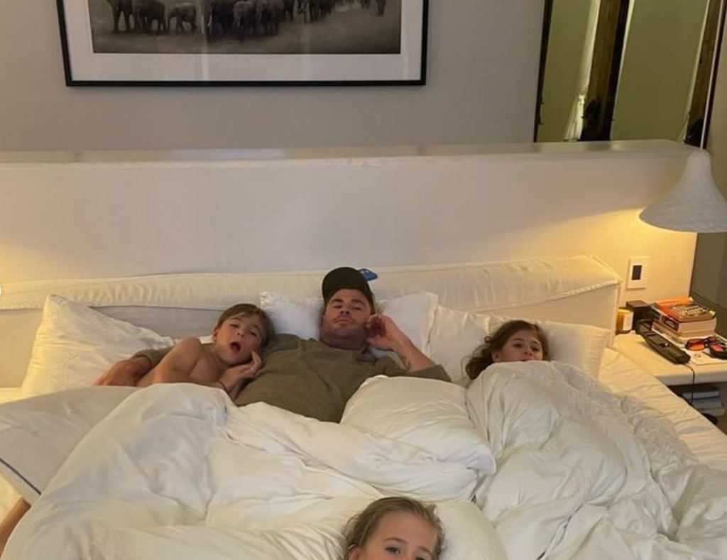 Throwback photo shared by Elsa Pataky on Instagram in honor of Father's Day in Australia featuring her husband Chris Hemsworth and their three kids