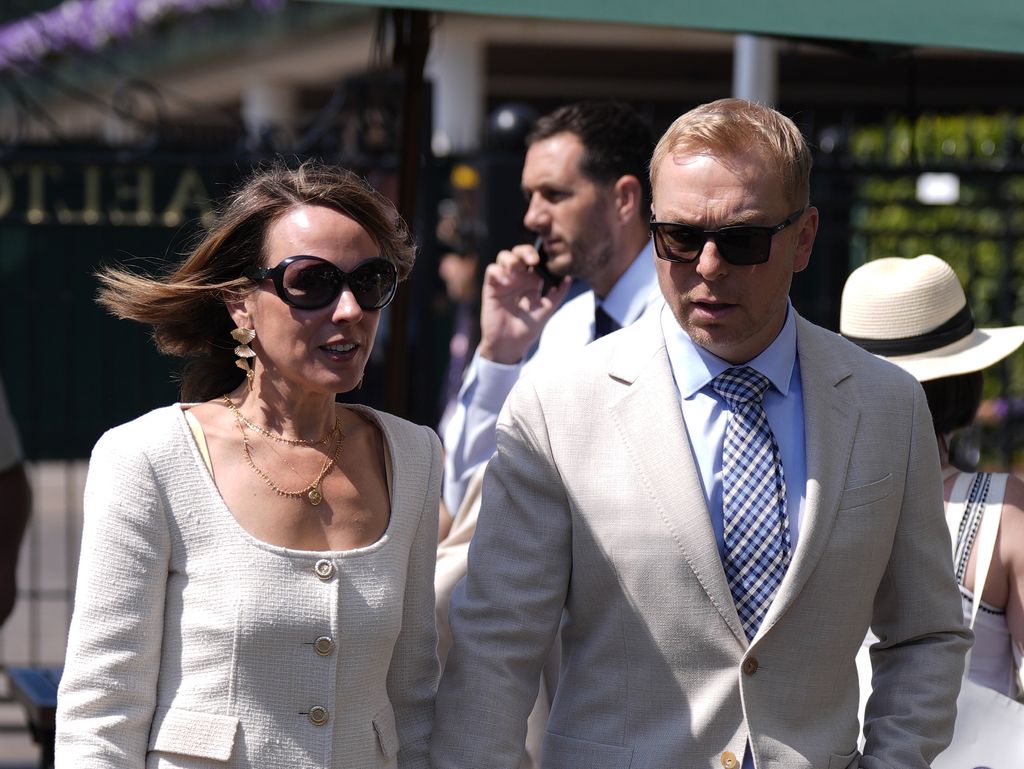 sir chris hoy and wife sarra arriving at wimbledon