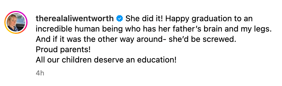 George Stephanopoulos' wife Ali Wentworth paid tribute to their daughter following her graduation from Brown University 