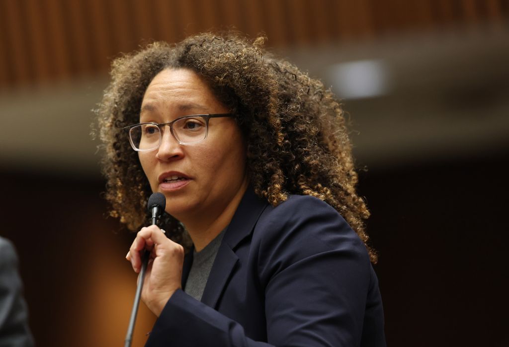 Deputy Public Defender Kimberly Greene addresses the court during the Nick Reiner arraignment on January 7, 2026 in Los Angeles. Alan Jackson withdrew as Reiner's attorney and Reiner will now be represented by the county Public Defender's Office. Reiner was arrested in connection with the deaths of his parents, Rob Reiner and his wife Michele Singer Reiner, and is charged with two counts of first-degree murder