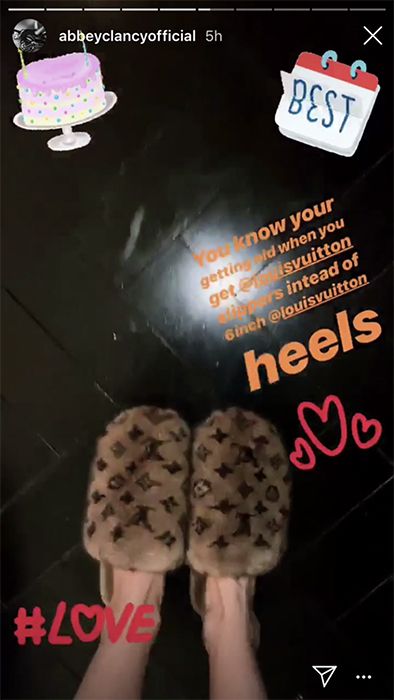 abbey clancy louis vuitton slippers instagram