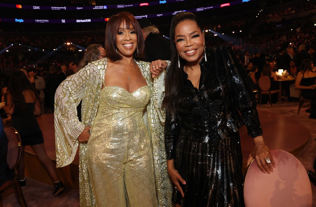 Gayle King and Oprah Winfrey take part in the 66th Grammy Awards in Crypto.com Arena on February 4, 2024 in Los Angeles, California. (Photo by Monica Schipper/Getty Images for the recording academy)