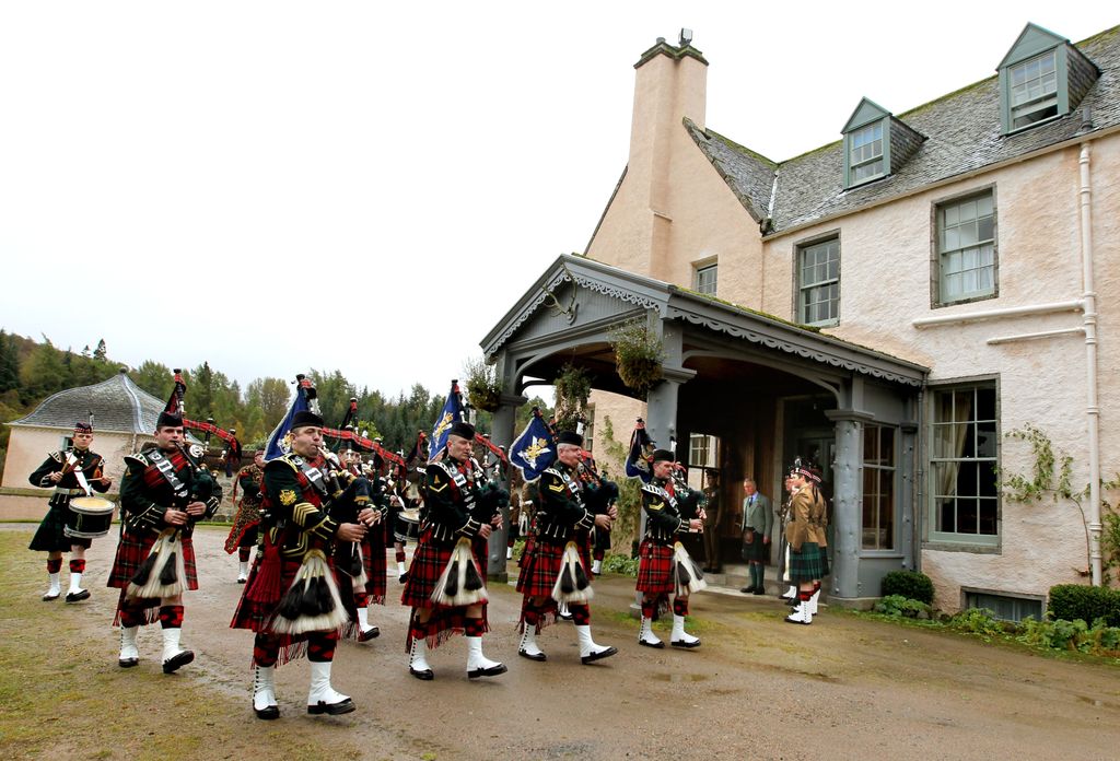 The Royal Regiment of Scotland performing outside Birkhall 