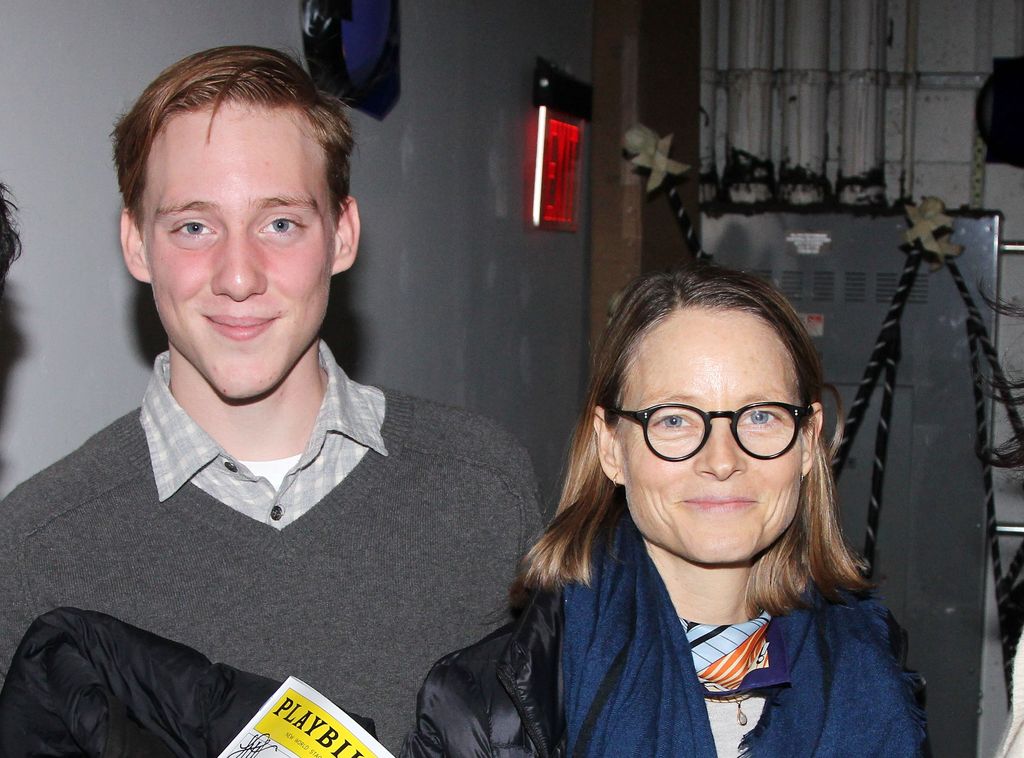 NEW YORK, NY - FEBRUARY 15:  (EXCLUSIVE COVERAGE) Charlie Foster and mother Jodie Foster pose backstage at the new Macabre Musical Play "Nevermore: The Imaginary Life and Mysterious Death of Edgar Allan Poe" at New World Stages on February 15, 2015 in New York City.  (Photo by Bruce Glikas/FilmMagic)